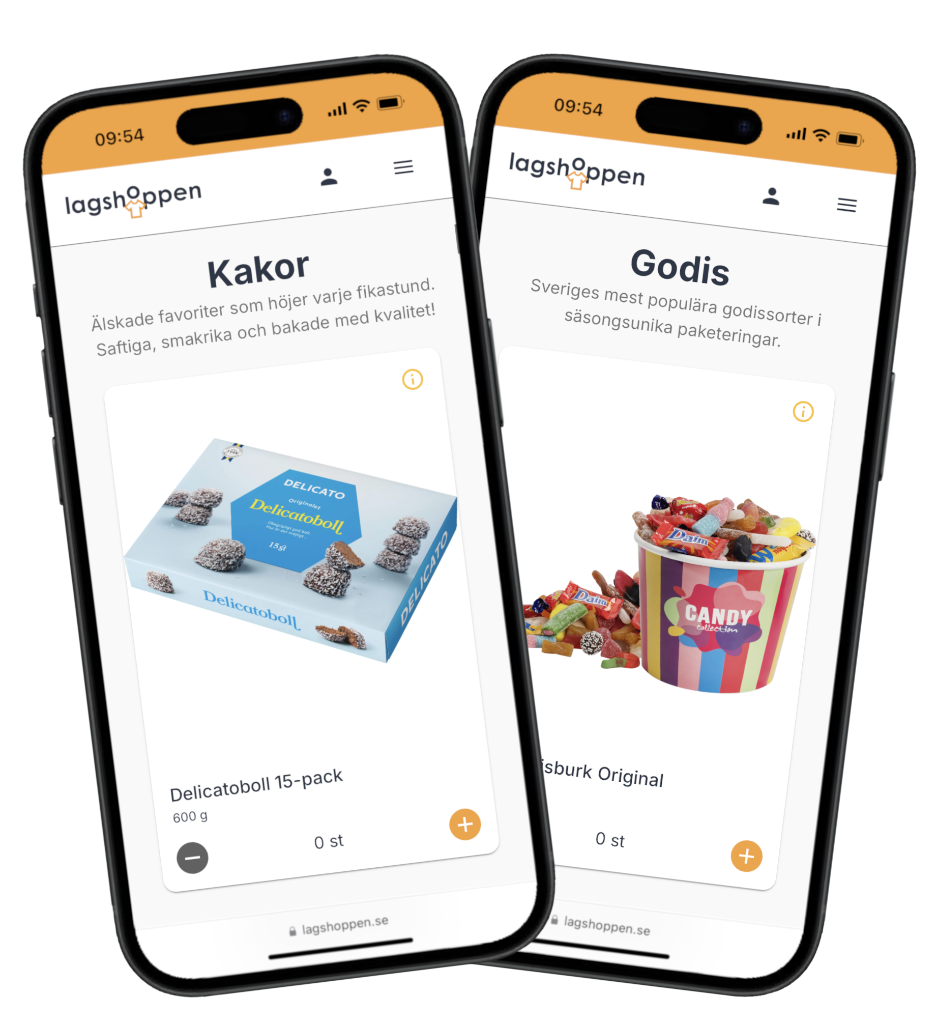 Två sortiment som finns på lagshoppen