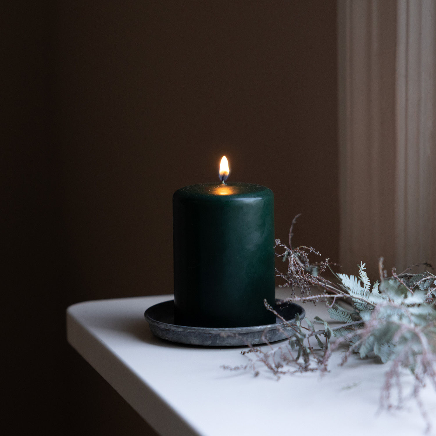 Blockljus Mörkgrön