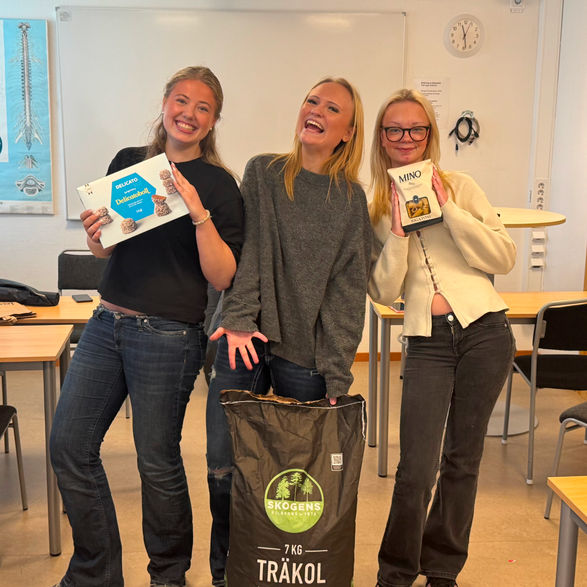 Elever från Rinmangymnasiet efter en klassförsäljning med Lagshoppen