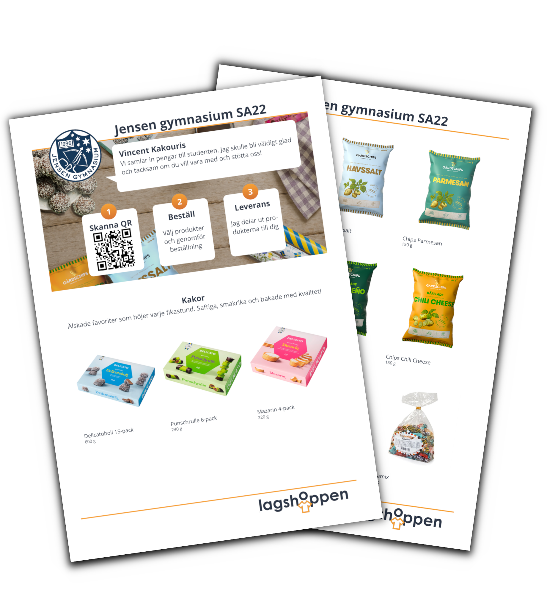 Ett säljblad och en mobiltelefon som visar enkel kakförsäljning