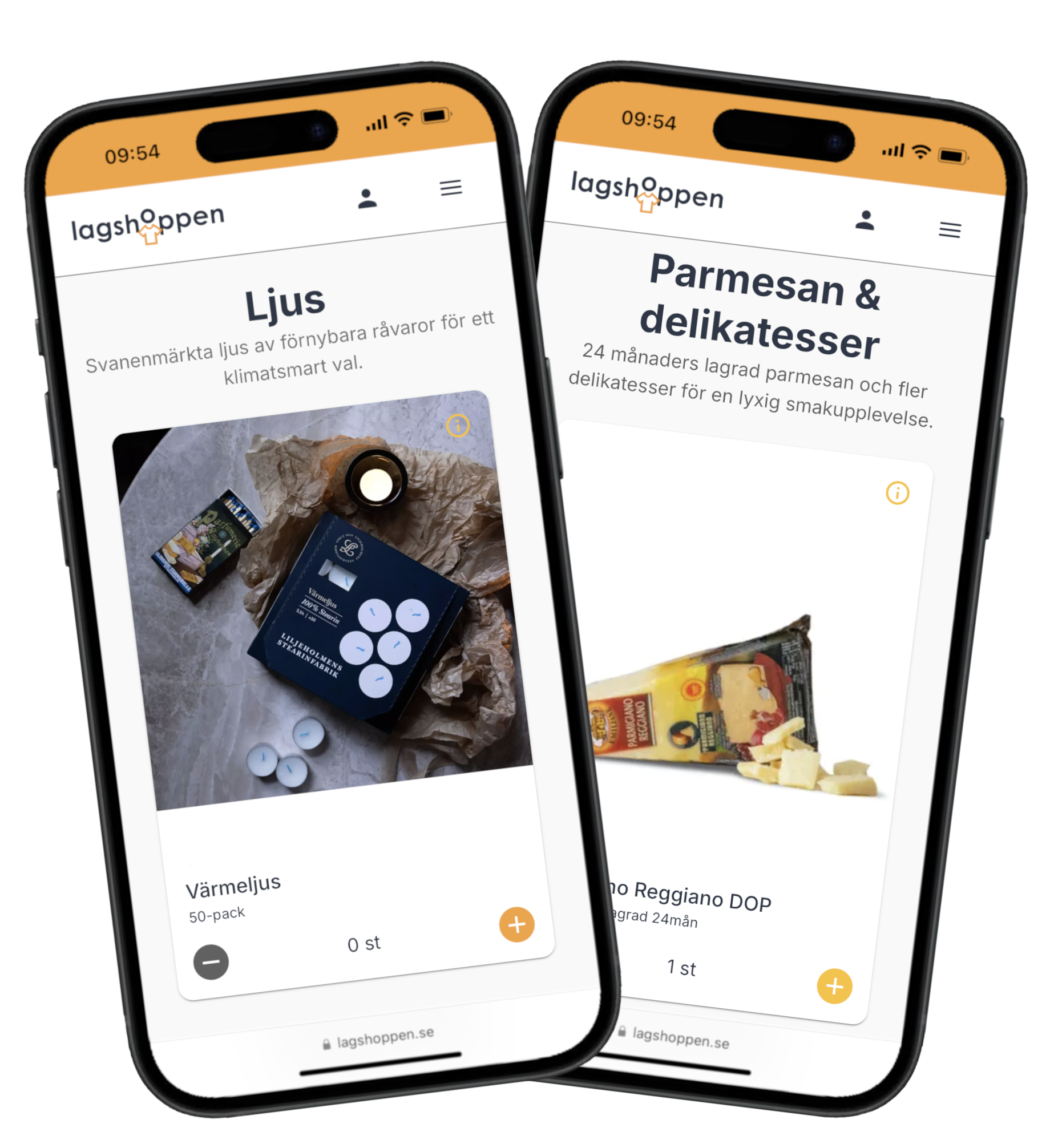 Två sortiment som finns på lagshoppen