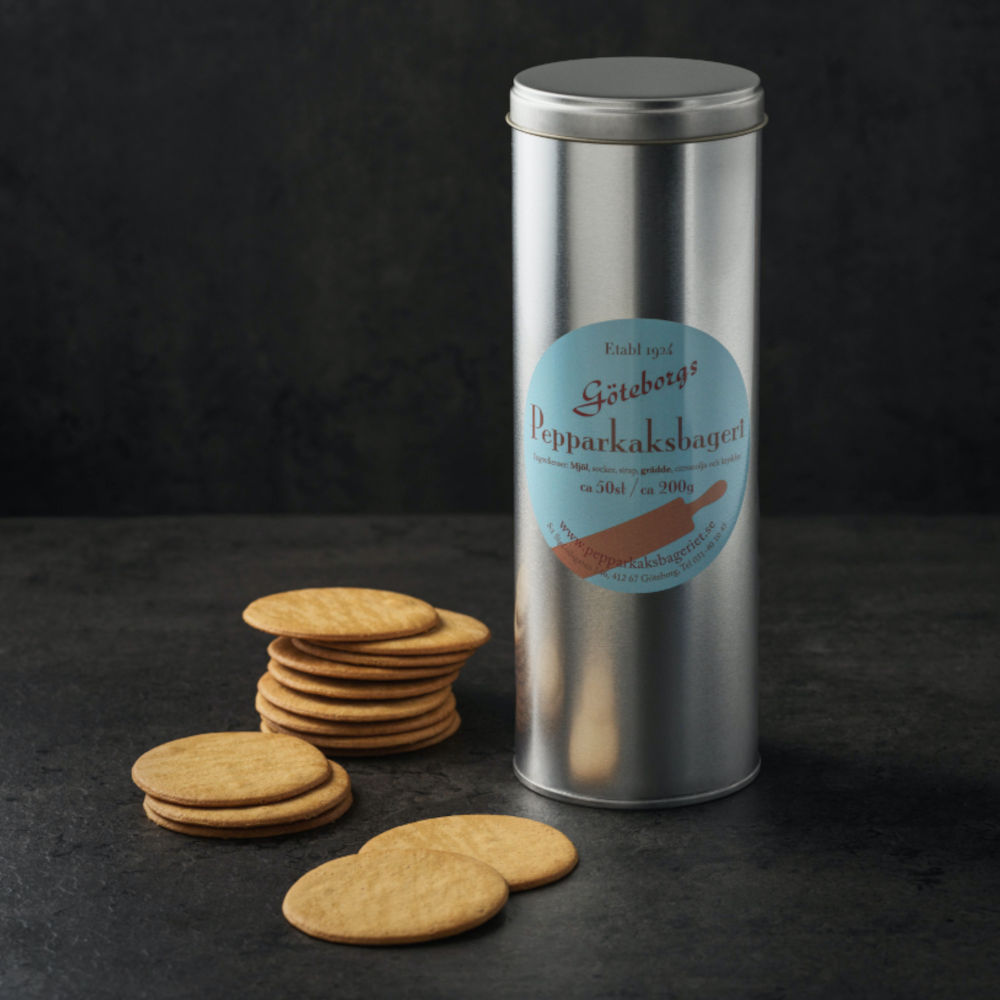 En fin burk pepparkakor som det går att sälja med klassen eller laget